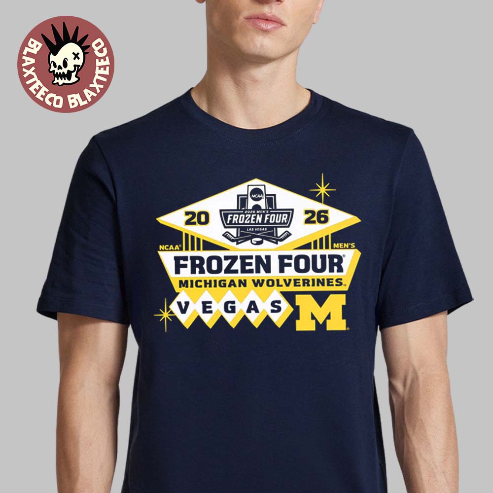 Michigan Wolverines Men’s Hockey 2026 NCAA Frozen Four Vegas Logo T-Shirt