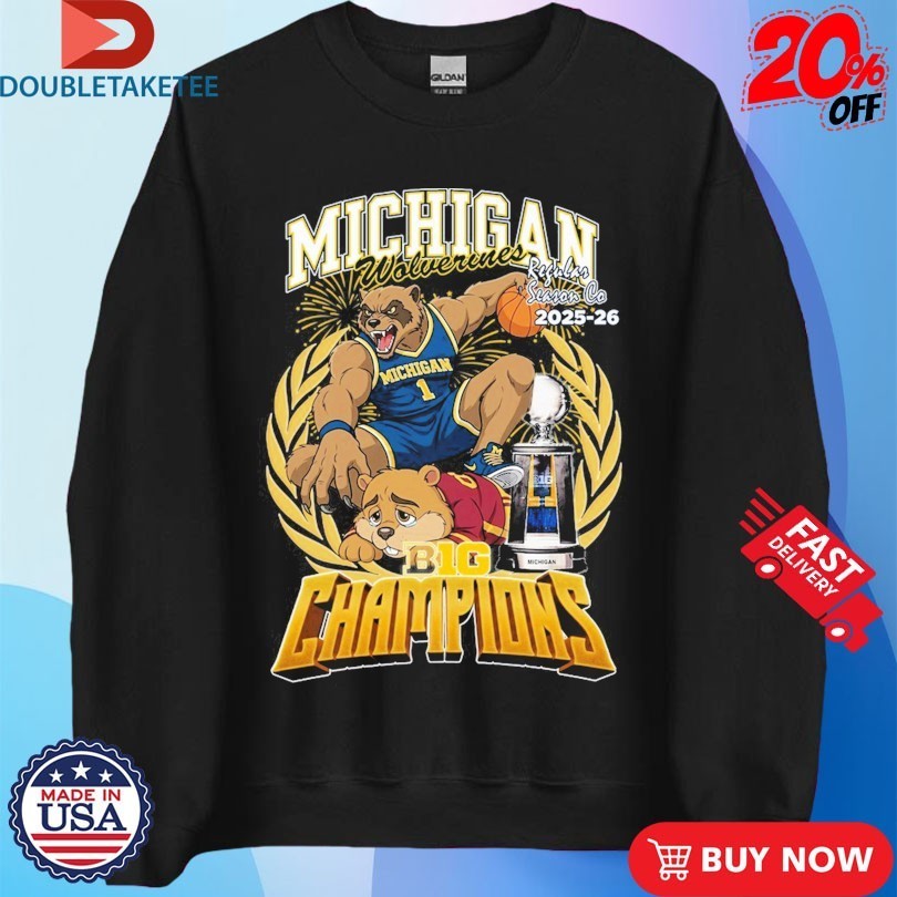 Michigan Wolverines Regular Season Co 2025-26 Big Ten Champions Mascot Trophy Shirts