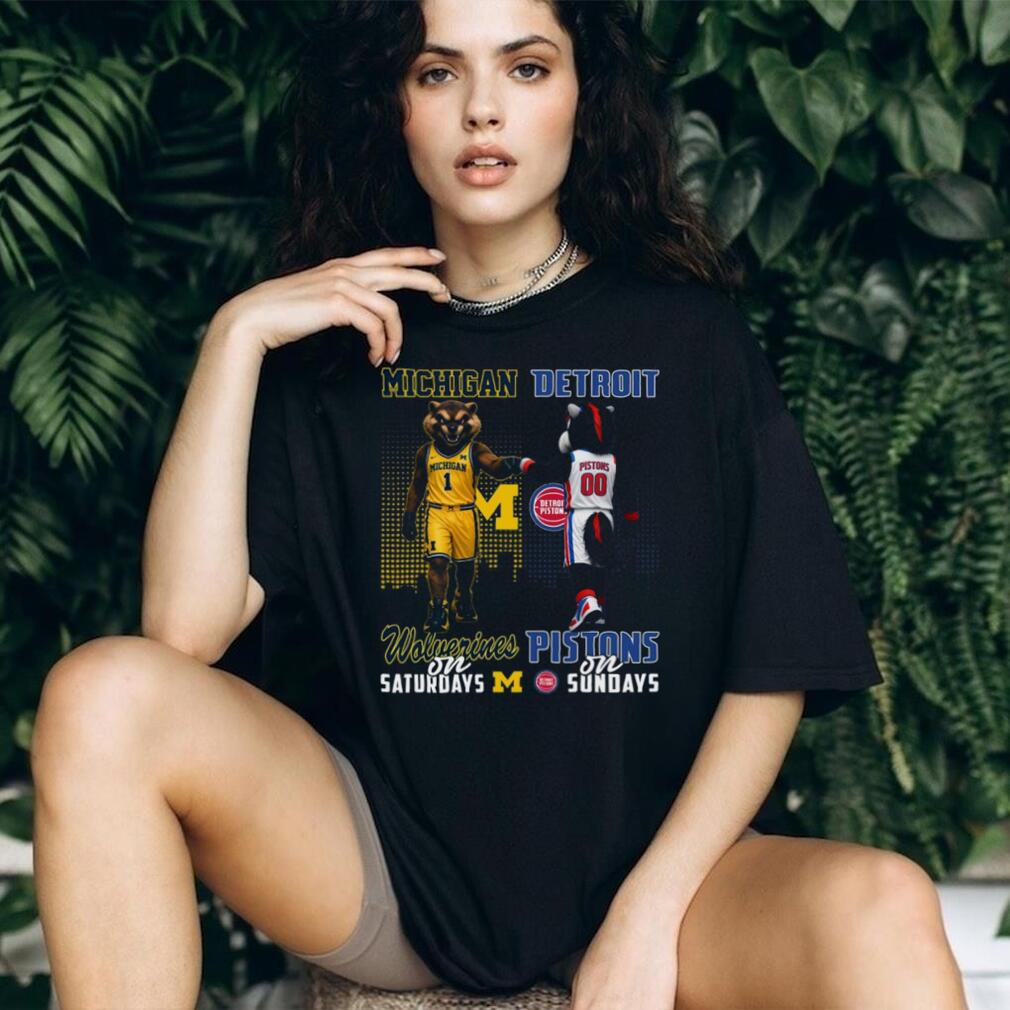 Michigan Wolverines and Detroit Pistons Saturday Sunday Mascots T Shirt