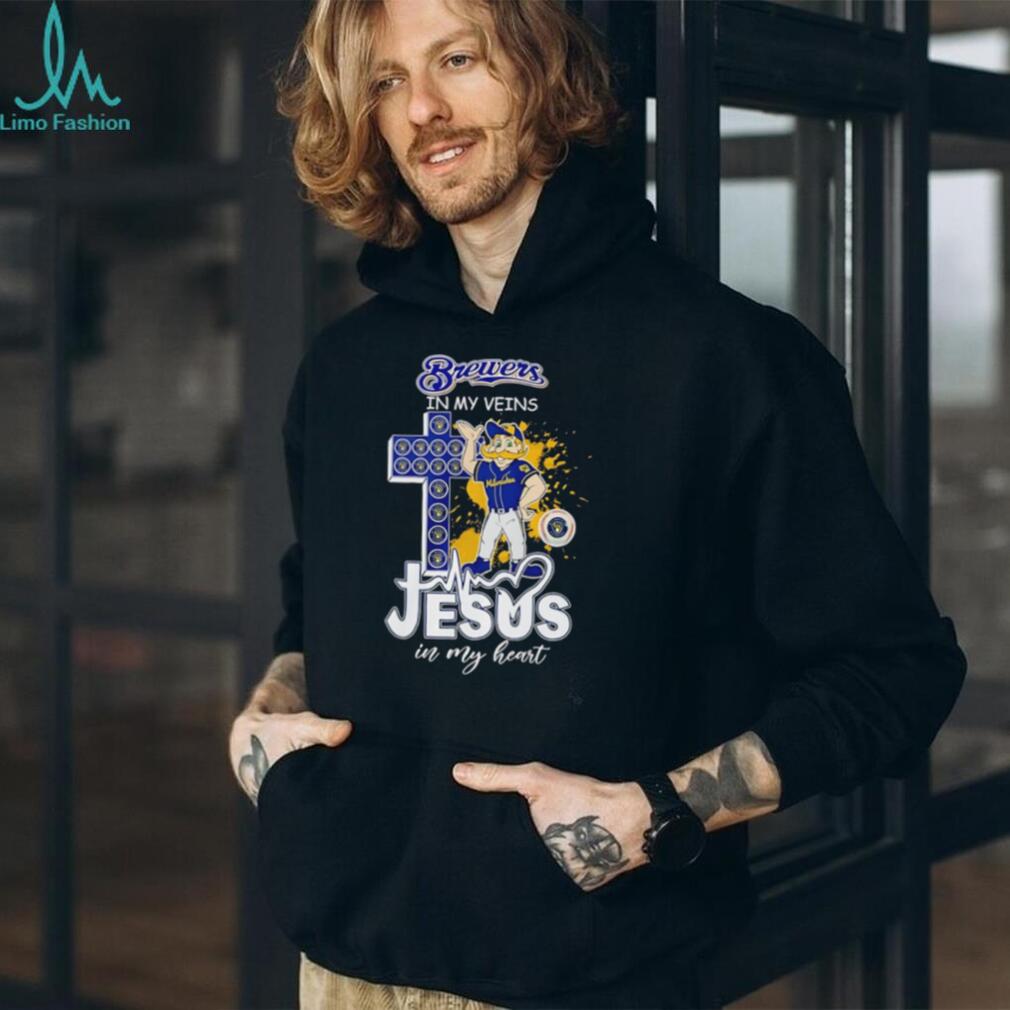 Milwaukee Brewers Baseball Jesus In My Heart Brewers In My Veins T Shirt