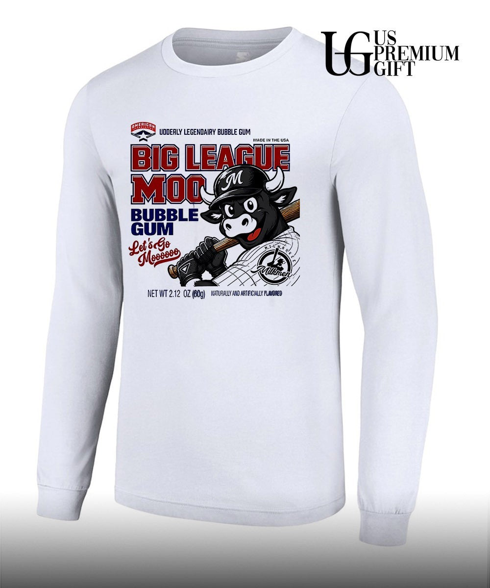 Milwaukee Milkmen American Association Baseball Big League Moo Bubble Gum mascot shirt