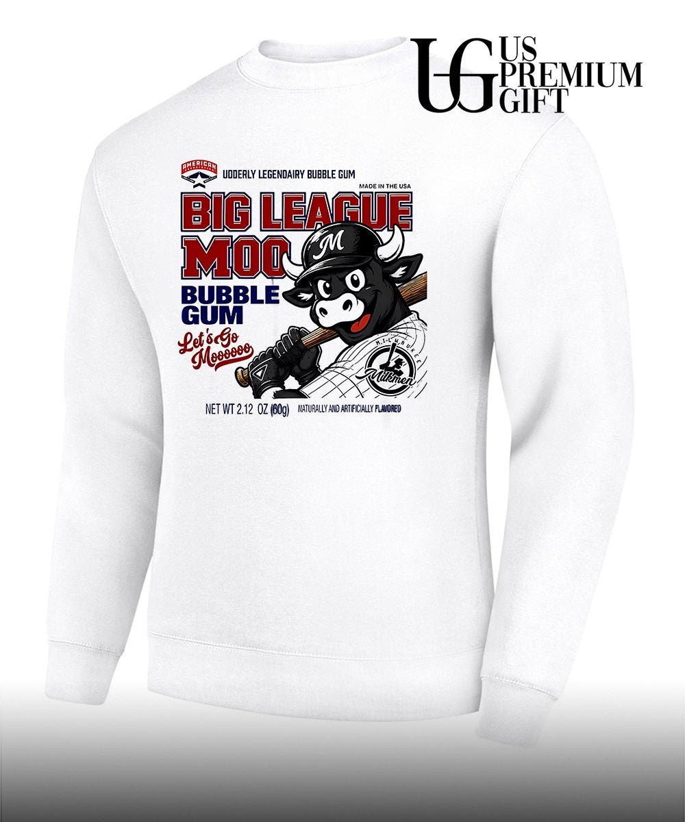 Milwaukee Milkmen American Association Baseball Big League Moo Bubble Gum mascot shirt