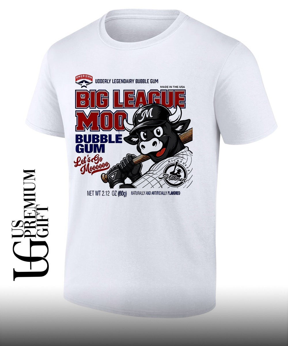 Milwaukee Milkmen American Association Baseball Big League Moo Bubble Gum mascot shirt