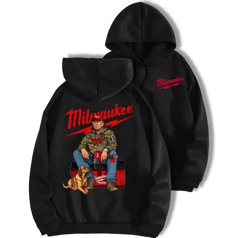 Milwaukee Trump Camo Unisex Cotton Hoodie - Trump Fuel Hand Drill Dog Hunt Sweatshirt And TeeStihl Trump Hoodie , Camo...