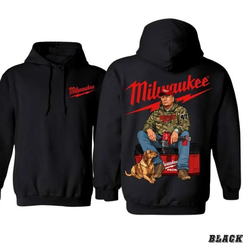 Milwaukeee Trum Camo Hoodie, Fuel Hand Drill Dog Hunt Tee,Trumm Won Hoodie, Trum With Local Boy Cotton Shirt Full Color...