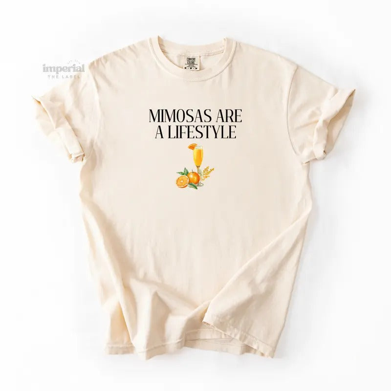 Mimosas Are A Lifestyle Comfort Colors T-Shirt, Oversized Vintage-Washed Tee, Soft Garment-Dyed Cotton, Aesthetic...
