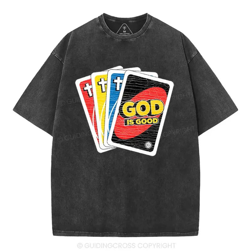[ Mineral Wash ] 1 God Is Good Christian Washed Shirt Jesus Graphic Washed Style Shirt Hoodie, Sweatshirt | UrbanDripWear.com