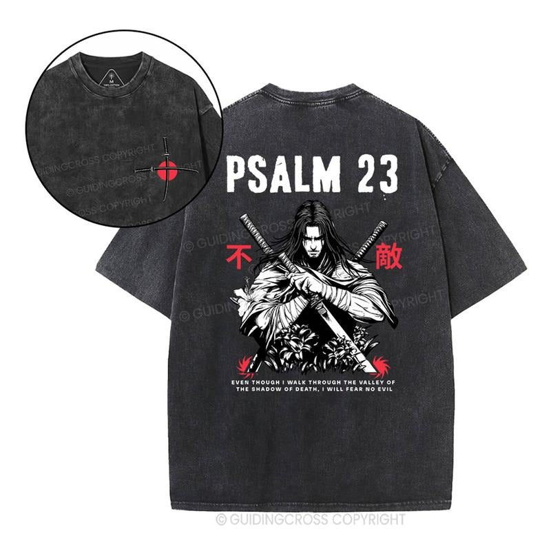 [ Mineral Wash ] Aesthetic Mens Anime Christian Washed TShirt Psalm 23 Jesus Graphic Washed Style Shirt Hoodie, Sweatshirt