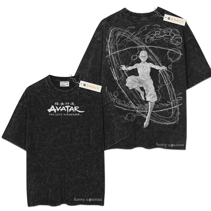 [ Mineral Wash ] Avatar The Last Airbender Graphic Washed Style Shirt Hoodie, Sweatshirt | UrbanDripWear.com