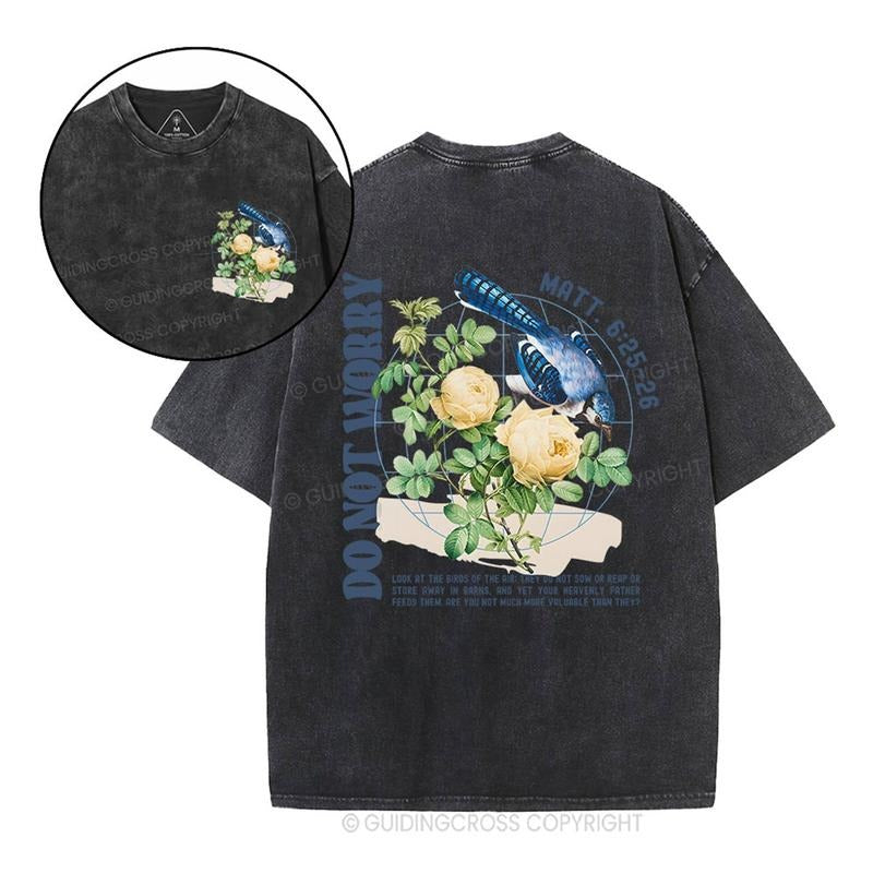 [ Mineral Wash ] Do Not Worry Christian Washed Shirt Jesus Graphic Washed Style Shirt Hoodie, Sweatshirt | UrbanDripWear.com