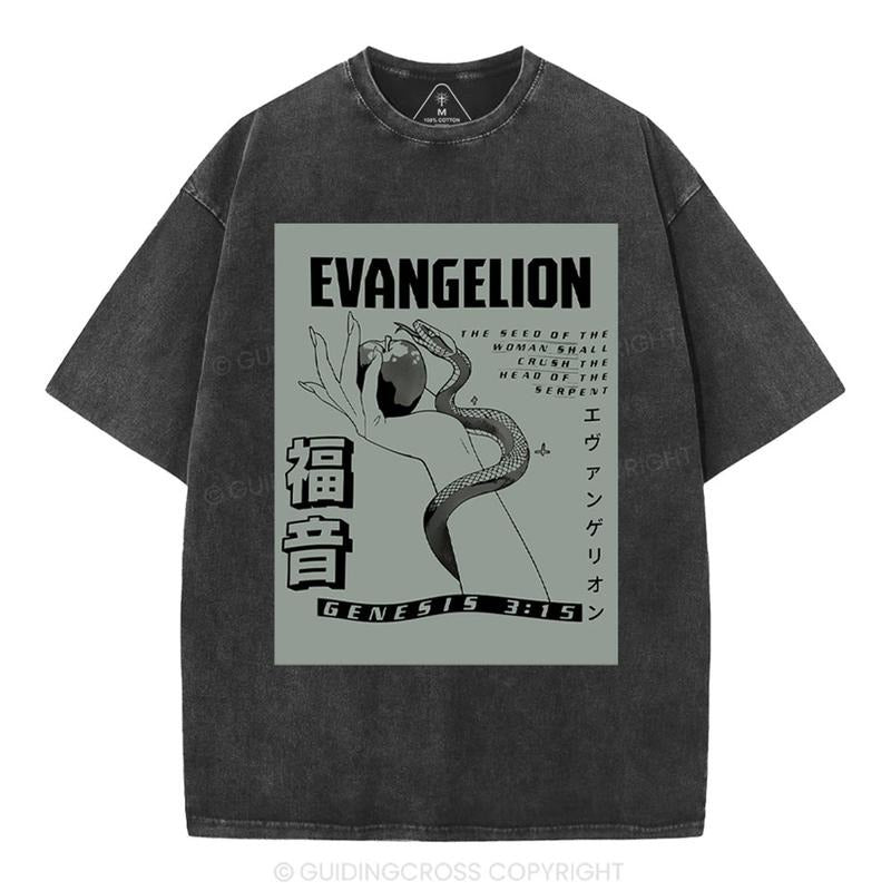 [ Mineral Wash ] Evangelion Chirstian Washed Shirt Jesus Graphic Washed Style Shirt Hoodie, Sweatshirt | UrbanDripWear.com