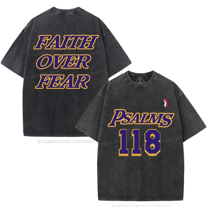 [ Mineral Wash ] Faith Over Fear Christian Washed Shirt Jesus Graphic Washed Style Shirt Hoodie, Sweatshirt