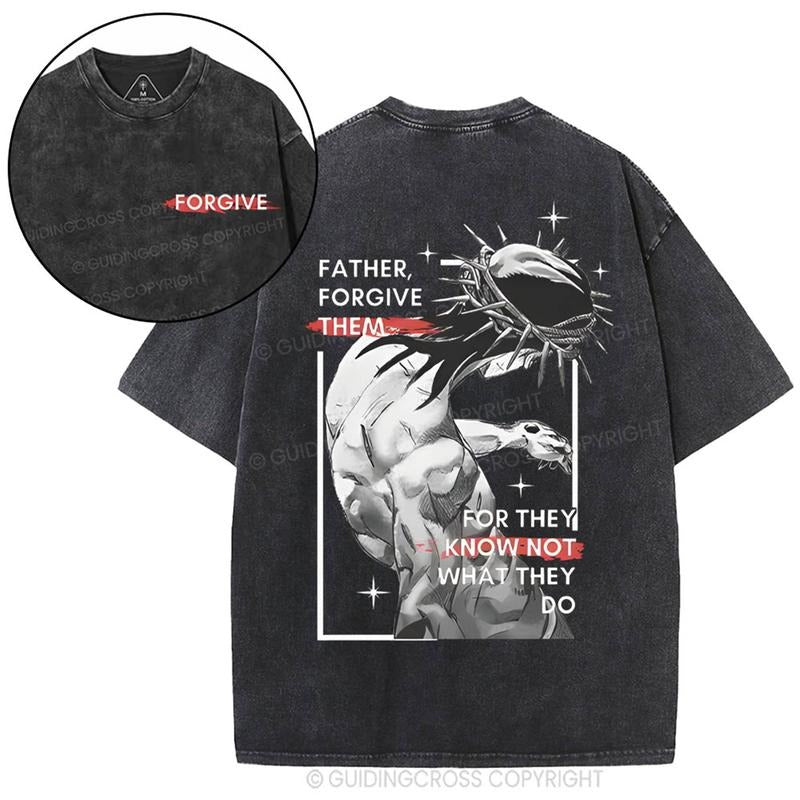 [ Mineral Wash ] Father, Forgiven Them Christian Washed Shirt Jesus Graphic Washed Style Shirt Hoodie, Sweatshirt