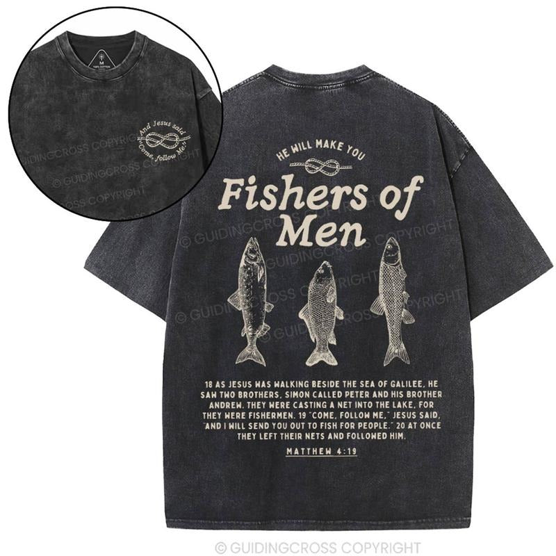 [ Mineral Wash ] Fishers Of Men Christian Washed TShirt Jesus Graphic Washed Style Shirt Hoodie, Sweatshirt