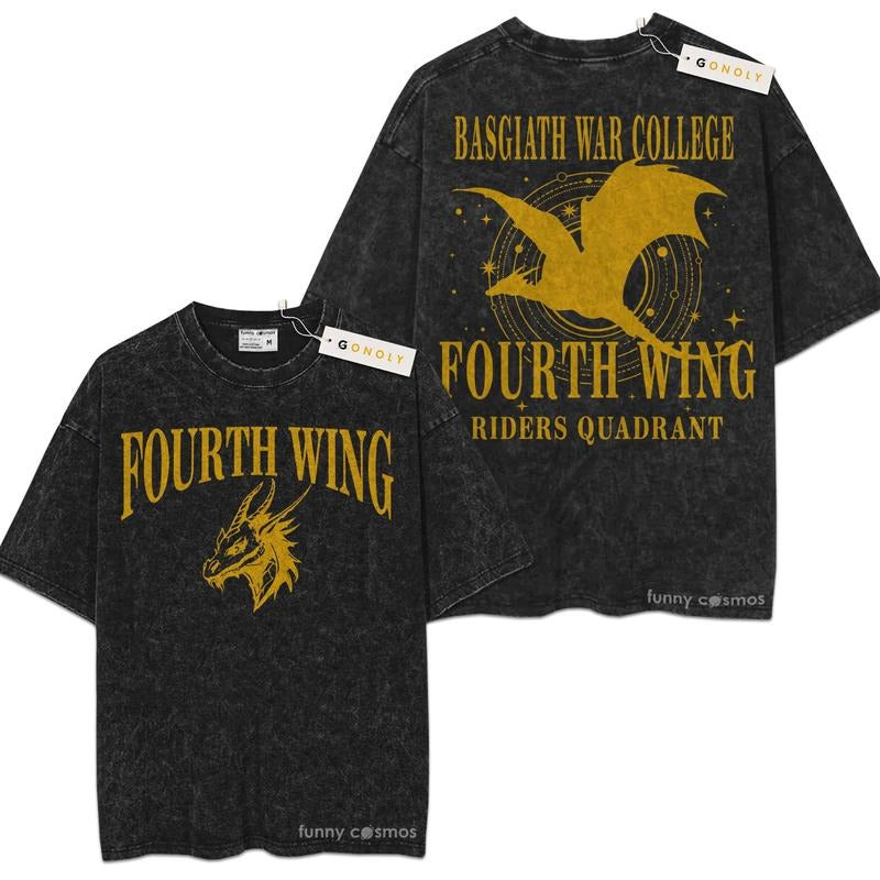 [ Mineral Wash ] Fourth Wing Riders Basgiath War Bookish For Fans Lover Book, Bookish, Graphic Washed Style TShirt...