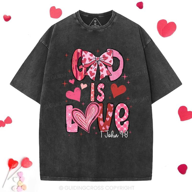[ Mineral Wash ] God Is Love Christian Washed TShirt Jesus Graphic Washed Style Shirt Hoodie, Sweatshirt | UrbanDripWear.com