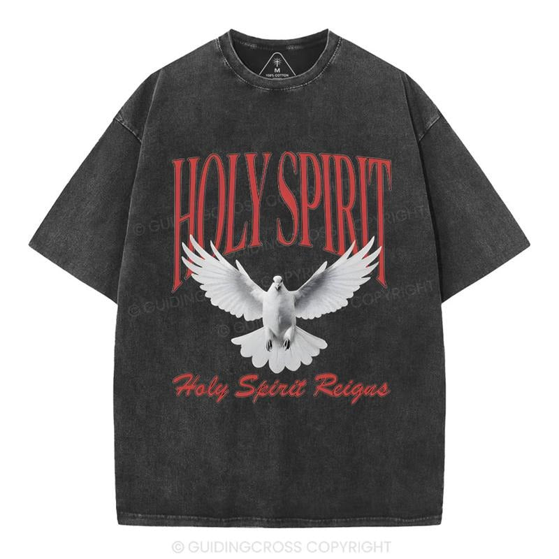[ Mineral Wash ] Holy Spirit Christian Washed Shirt Jesus Graphic Washed Style Shirt Hoodie, Sweatshirt | UrbanDripWear.com