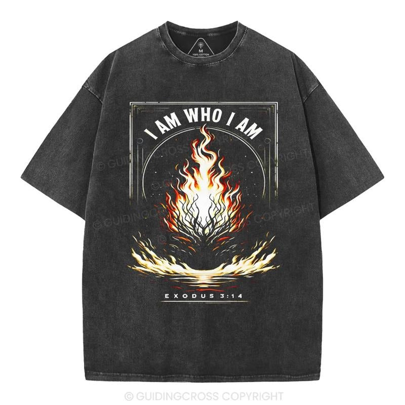 [ Mineral Wash ] I Am Who I Am Christian Washed TShirt Jesus Graphic Washed Style Shirt Hoodie, Sweatshirt