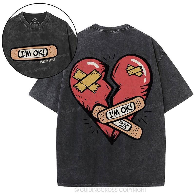[ Mineral Wash ] I'm OK christian Washed Shirt Jesus Graphic Washed Style Shirt Hoodie, Sweatshirt | UrbanDripWear.com