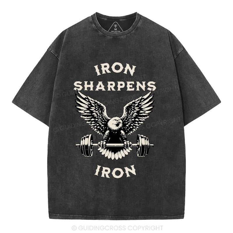 [ Mineral Wash ] Iron Sharpens Christian Washed Shirt Jesus Graphic Washed Style Shirt Hoodie, Sweatshirt | UrbanDripWear.com
