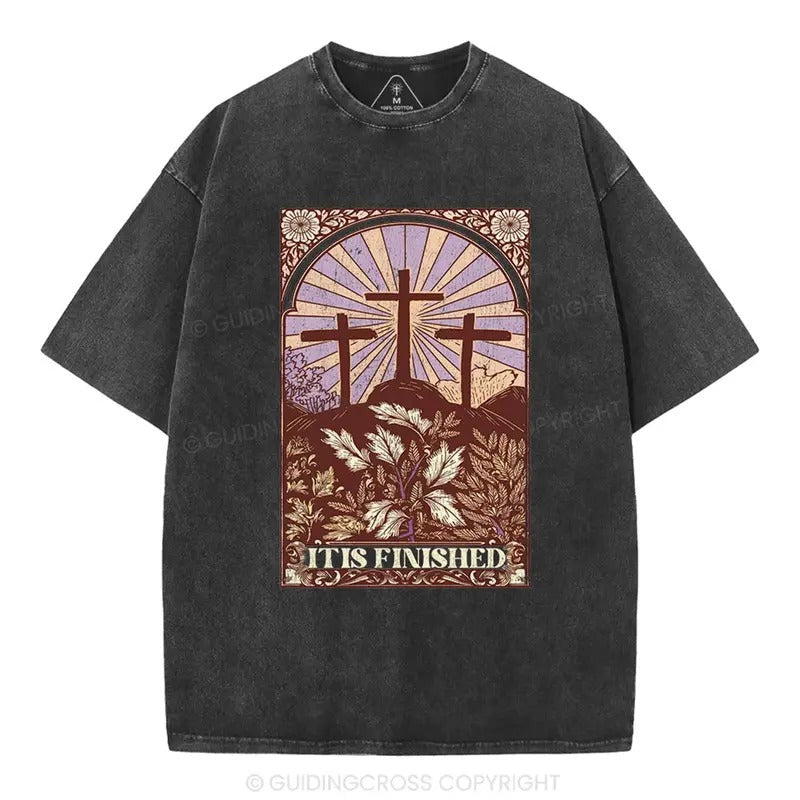 [ Mineral Wash ] It Is Finished Christian Washed Shirt Jesus Graphic Washed Style Shirt Hoodie, Sweatshirt