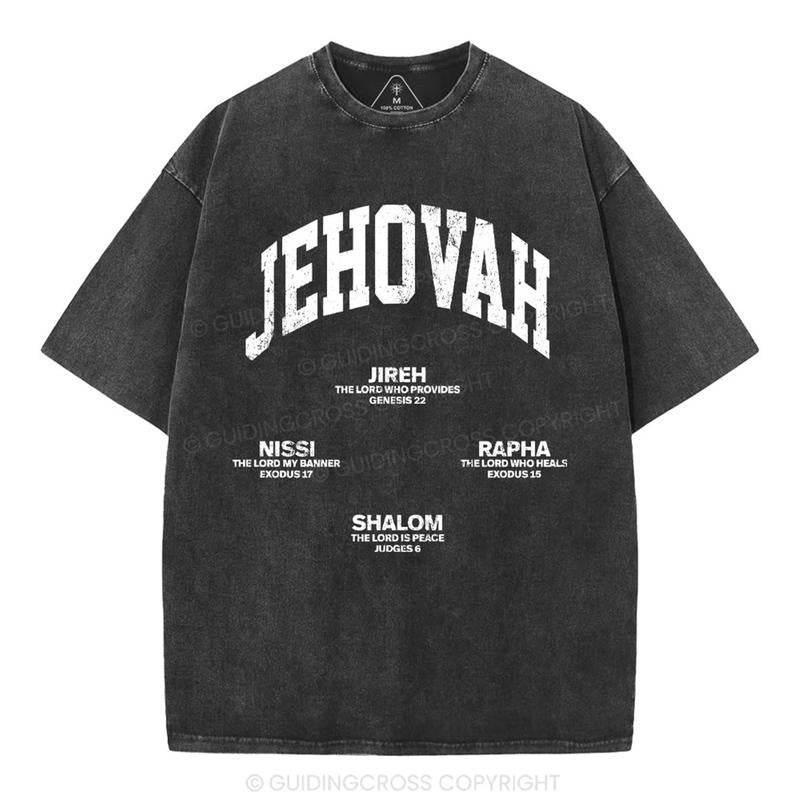 [ Mineral Wash ] JEHOVAH Christian Washed Shirt Jesus Graphic Washed Style Shirt Hoodie, Sweatshirt | UrbanDripWear.com
