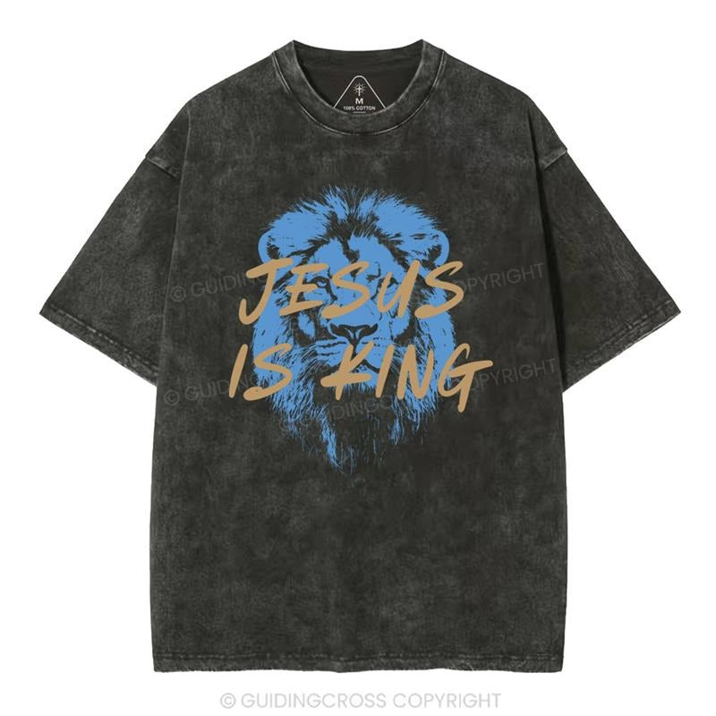[ Mineral Wash ] Jesus Is King Christian Washed Shirt Jesus Graphic Washed Style Shirt Hoodie, Sweatshirt | UrbanDripWear.com