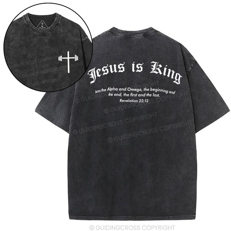 [ Mineral Wash ] Jesus Is King Christian Washed TShirt Jesus Graphic Washed Style TShirt Hoodie, Sweatshirt
