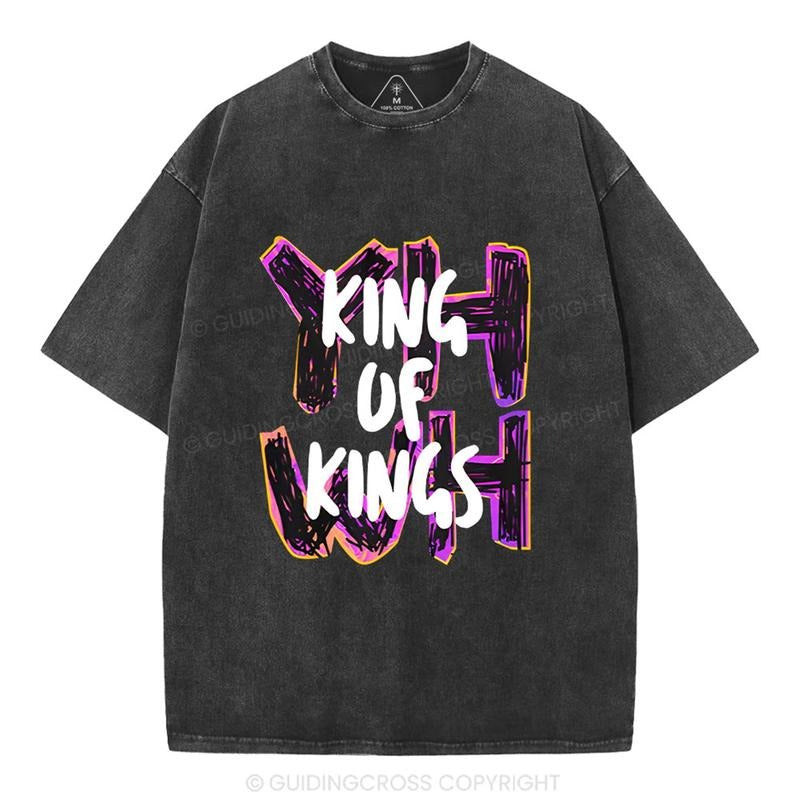 [ Mineral Wash ] King Of Kings Christian Washed TShirt Jesus Graphic Washed Style Shirt Hoodie, Sweatshirt