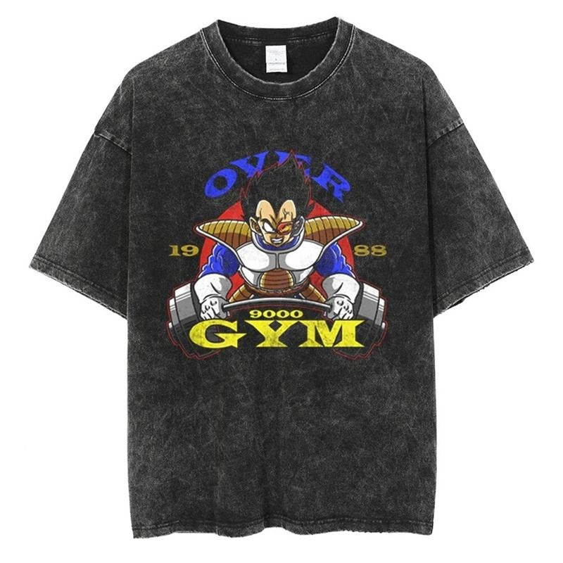 [ Mineral Wash ] Over 9000 Gym Vintage Tee Anime Fan Lovers Streetwear & Washed Gym Style Shirt Hoodie, Sweatshirt