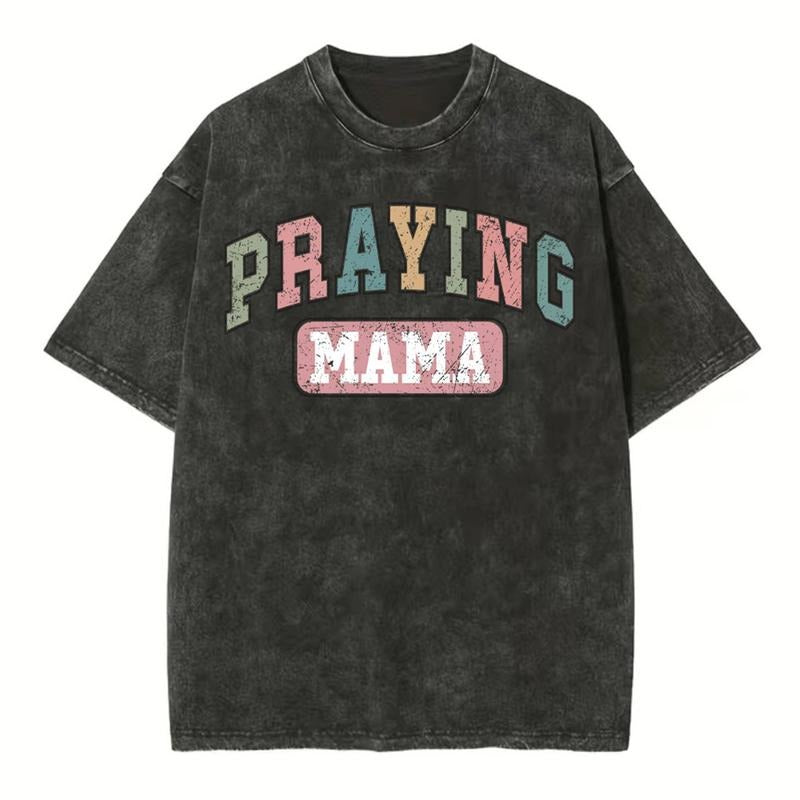 [ Mineral Wash ] Praying Mama Vintage Christian Washed TShirt Jesus, Mom Life, Mother Day Graphic Washed Style Shirt...