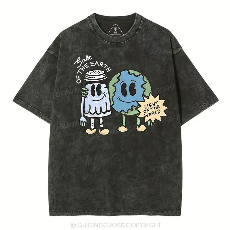 [ Mineral Wash ] Salt Of The Earth Light Of The World Christian Washed TShirt Jesus Graphic Washed Style Shirt Hoodie,...