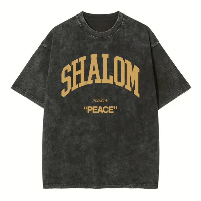 [ Mineral Wash ] Shalom Christian Washed TShirt Jesus Graphic Washed Style Shirt Hoodie, Sweatshirt | UrbanDripWear.com