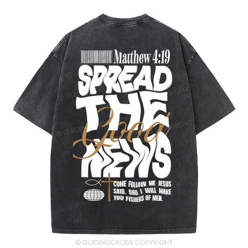 [ Mineral Wash ] Spread The Good News Christian Washed TShirt Jesus Graphic Washed Style Shirt Hoodie, Sweatshirt