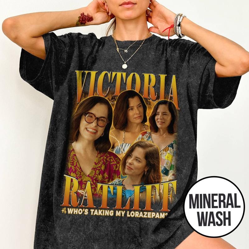 [ Mineral Wash ] The White Lotus Movie TShirt Parkey Posey Lorazepam Victoria, Bootleg Rap Style Graphic Washed Shirt...