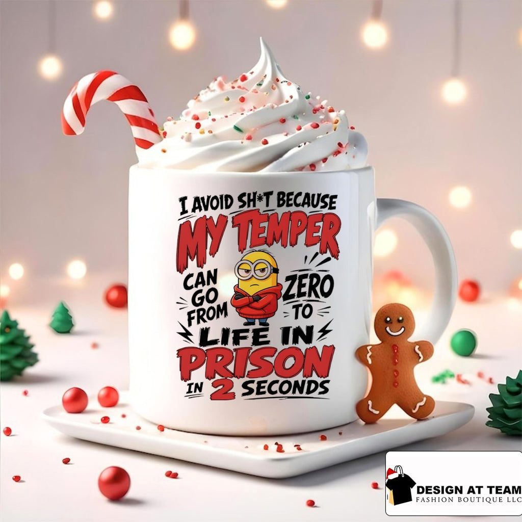 Minion I avoid shit because my temper can go from zero то from life in prison in 2 seconds shirt