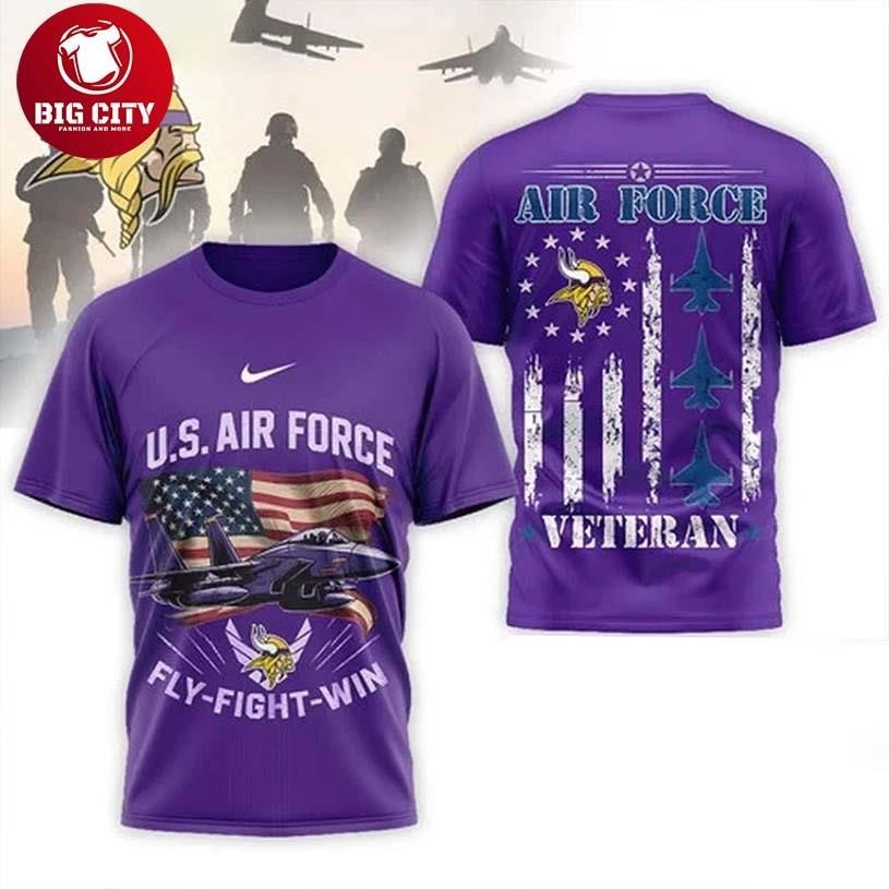 Minnesota Vikings 2026 US Air Force Fly Fight Win Veteran Special Edition Two Sided Shirt