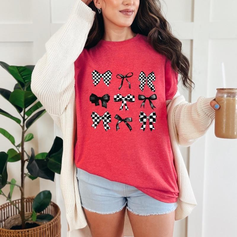 Misprinted Checkered Bow Tshirt Hoodie, Sweatshirt | UrbanDripWear.com