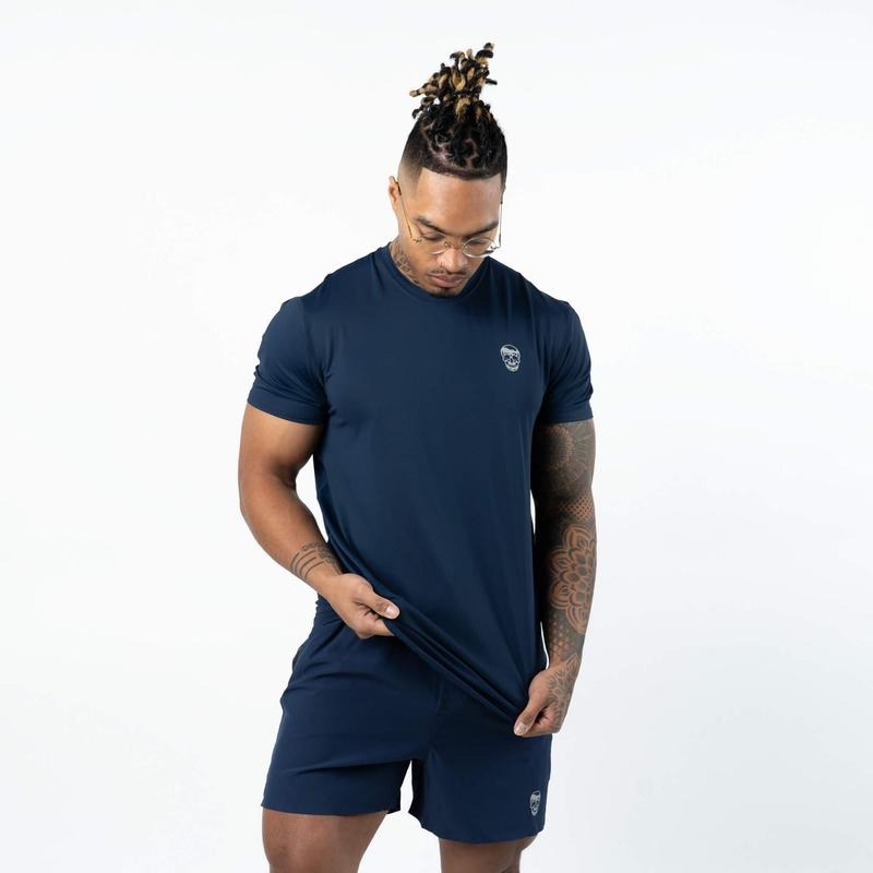 Moisture-Wicking Men's Navy T-shirt for Indoor and Outdoor Training Hoodie, Sweatshirt | UrbanDripWear.com