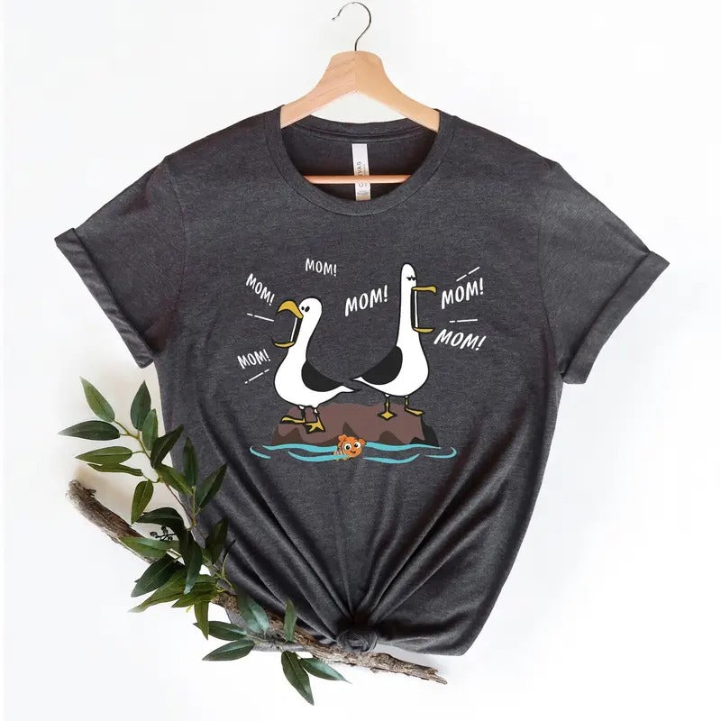 Mom Mom Mom Nemo Seagull T-Shirt, Finding Nemo Shirt, Matching Family Vacation Tee Hoodie, Sweatshirt | UrbanDripWear.com