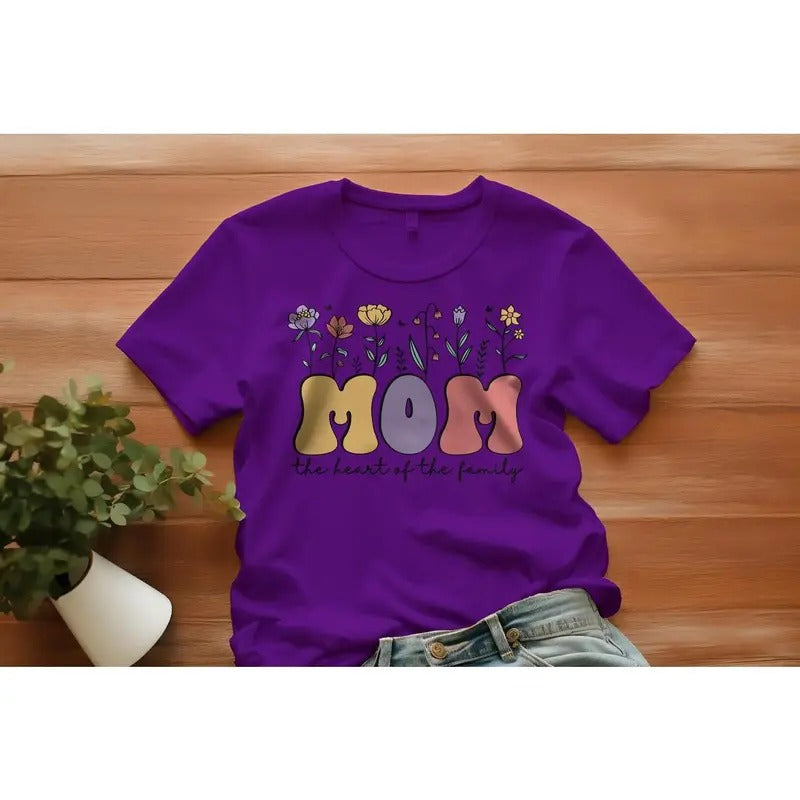 Mom The Heart Of The Family Mother's Day Women's T-Shirt Hoodie, Sweatshirt | UrbanDripWear.com