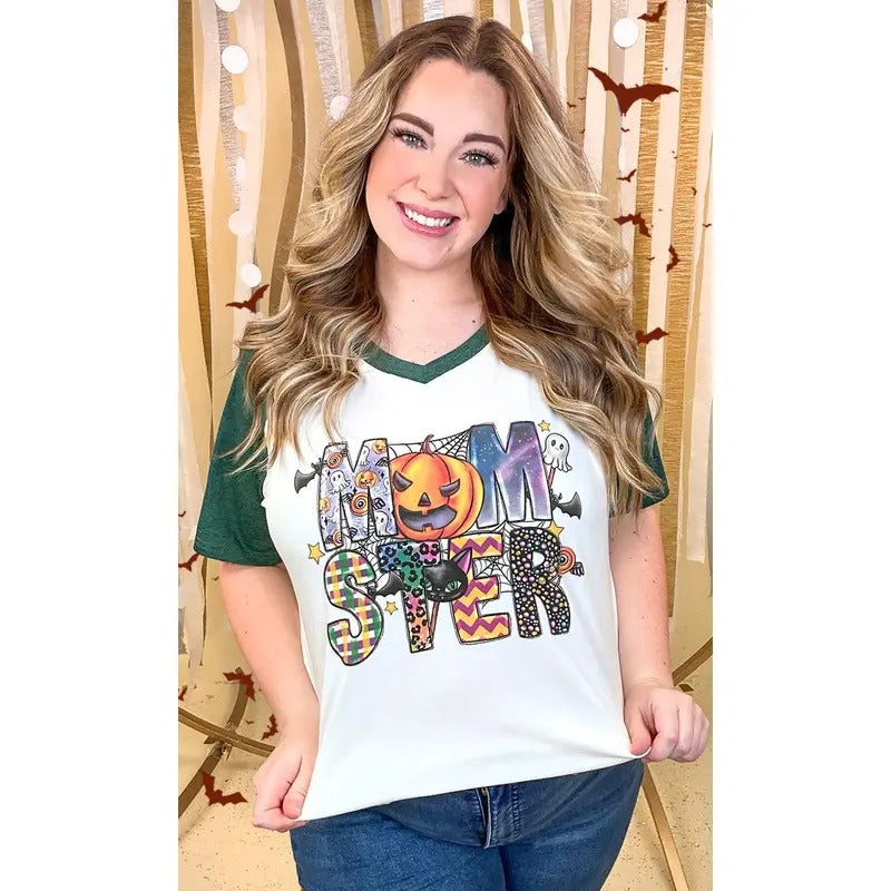 Momster Halloween Graphic V Neck Shirt Hoodie, Sweatshirt | UrbanDripWear.com