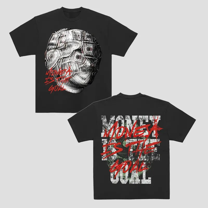 Money I$ the GOAL Graphic Casual Cotton Short Sleeve Crewneck Men T-Shirt Streetwear Menswear Top Tshirt  Tropical...