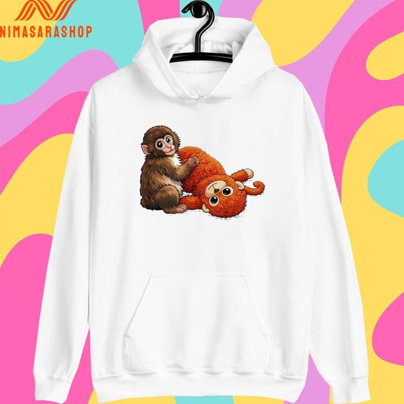 Monkey Punch Graphic Baby Monkey Holding Plush Toy 2026 Shirts