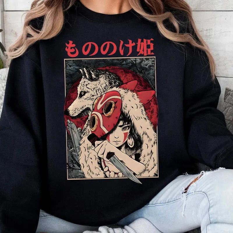 Mononoke San & Moro Sweatshirt-Tshirt,  Retro 90s Movie Shirt, Gift For Men, For Women, All Sizes Hoodie | UrbanDripWear.com