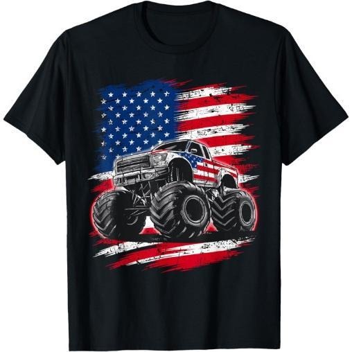 Monster Truck USA Flag American T-Shirt Made in USA Hoodie, Sweatshirt | UrbanDripWear.com