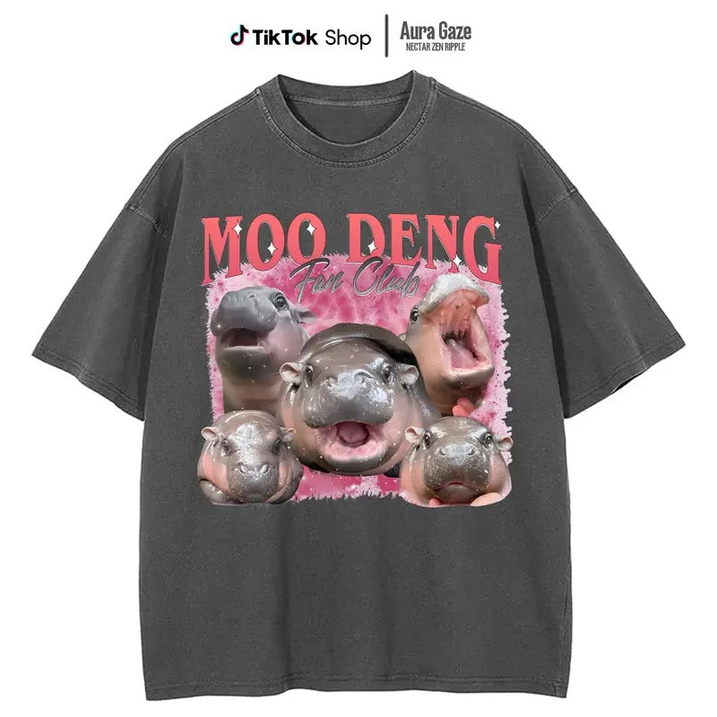 Moo Deng Bootleg Comfort Colors Shirt For Men- For Women, Vintage 90s Cute Hippo Graphic Tee, Cute Moo Deng Shirt, Meme...