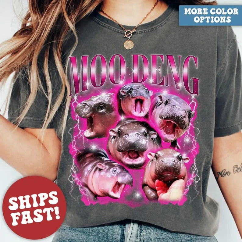 Moo Deng Tshirt, Moo Deng Hippo, Moo Deng Memes Tee Top Womenswear Hoodie, Sweatshirt | UrbanDripWear.com