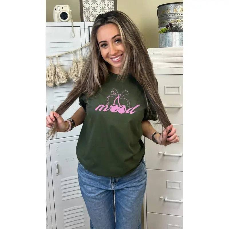 Mood Cherry Bow Graphic T-Shirt Hoodie, Sweatshirt | UrbanDripWear.com