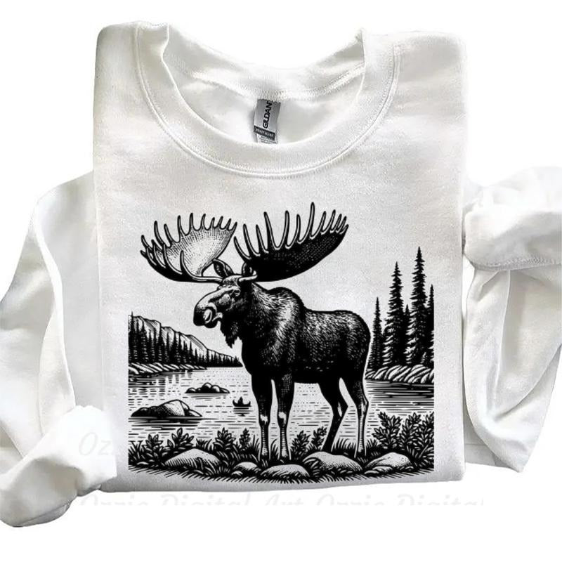 Moose Wild Animal Forest Sweatshirt Lake Unisex T-shirt Hoodie | UrbanDripWear.com